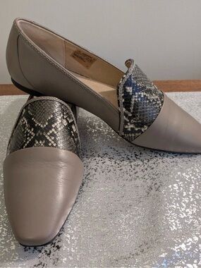 Rockport Total Motion Laylani Loafer Women flat Taupe leather with snake print